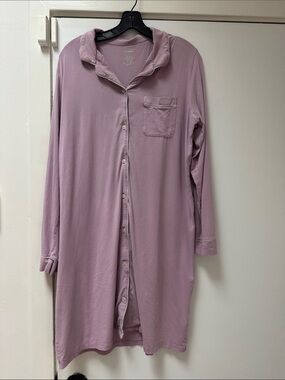 L.L. Bean Soft Lilac Button-Front Nightshirt